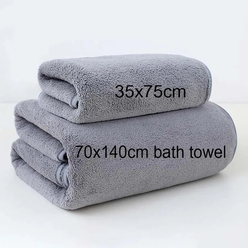Home Textiles Towel Set - Серо-розовый однотонный комплект утолщенных полотенец из