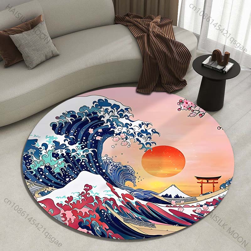 Ретро японский круглый ковер с – обзор и цена Japanese Home Textiles