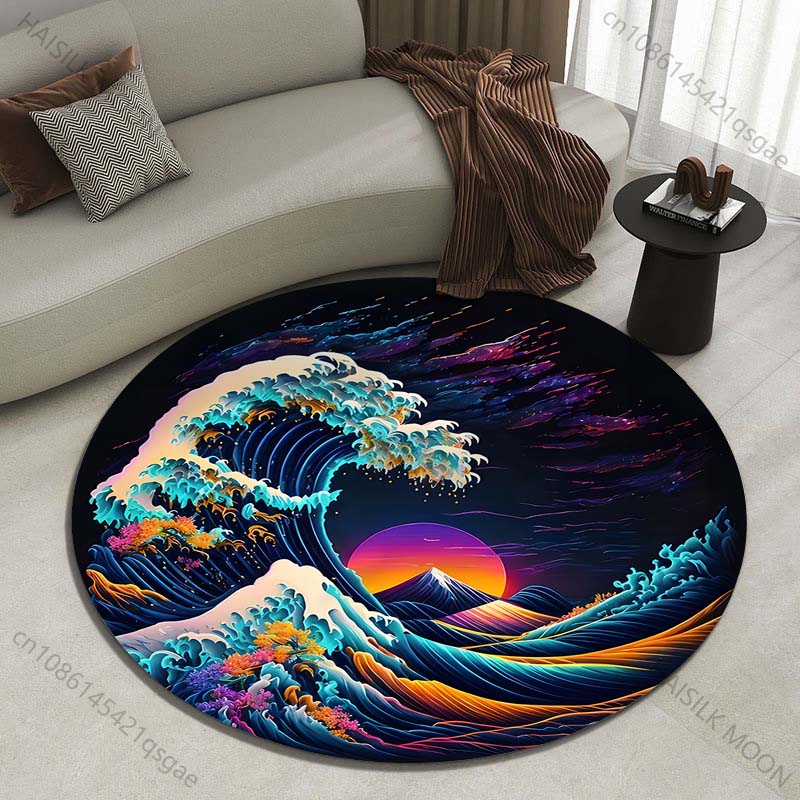 Ретро японский круглый ковер с – обзор и цена Japanese Home Textiles
