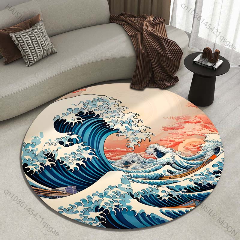 Ретро японский круглый ковер с – обзор и цена Japanese Home Textiles